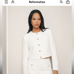 Reformation White Tweed Jacket